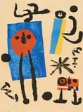 Famille d'oiseleurs (Vogelfängerfamilie) by Joan Miró, 1955, Farblithografie auf Arches (Wasserzeichen), sold Oct 2025