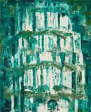 Margarete (Marg) Moll, Grüner Wasserfall, 1961, Öl auf Leinwand