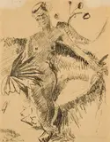 Oskar Moll, Akt mit Palmblatt, 1915, Lithografie auf Velin