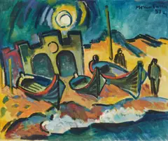 Ernst Mollenhauer, Rettungshaus auf Nidden, 1957, Öl auf Leinwand