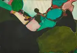 Peter Ohlow, "Landkartenbild", 1967, Öl auf Leinwand
