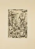 Max Beckmann, Der große Mann (Platte 5 aus: Der Jahrmarkt ), 1921/66, Kaltnadel auf Bütten