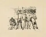 Max Pechstein, Angler (Aus: Italienische Fischer), 1917, Lithografie auf JWZANDERS (Wasserzeichen)