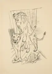 Löwenpaar by Max Beckmann, 1921, Lithografie auf Bütten, sold Jun 2025