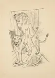 Max Beckmann, Löwenpaar, 1921, Lithografie auf Bütten