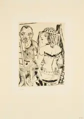 Garderobe (Platte 2 Aus: Der Jahrmarkt) by Max Beckmann, 1921/1966, Kaltnadel auf Velin, sold Oct 2025
