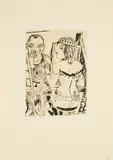 Max Beckmann, Garderobe (Platte 2 Aus: Der Jahrmarkt), 1921/1966, Kaltnadel auf Velin