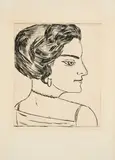 Max Beckmann, Naila im Profil (Bildnis Frau H.M.), 1923, Kaltnadel auf Bütten
