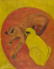 Peter Royen, "Katzen", 1953, Öl auf Leinwand