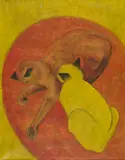 Peter Royen, "Katzen", 1953, Öl auf Leinwand