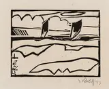 Karl Schmidt-Rottluff, Boote auf See, 1913, Holzschnitt auf Papier