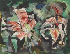 Werner Scholz, Blüten, Öl auf Karton