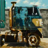 Angelo Titonel, "Camion e Nuvole", 1977, Acryl auf Leinwand