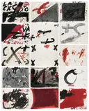 Antoni Tàpies, Negre i Roig, 1976, Jeweils: Farbaquatinta, davon 11 Werke zusätzlich mit Pulver bestäubt und Relief-Prägung auf GUARRO (Wasserzeichen)