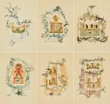 Hann Trier, Konvolut von 6 Farblithografien (Aus: Kommentare zum Struwwelpeter), 1953/1961, Jeweils: Farblithografie mit Collage auf Velin
