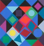 Victor Vasarely, Aus: Planetarische Folklore, 1964, Farbserigrafie auf Karton