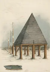 Hannsjörg Voth, Boot aus Stein, 1981, Farblithografie auf Transparentpapier