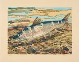 Neil Welliver, Salmon, Radierung, handkoloriert auf Velin