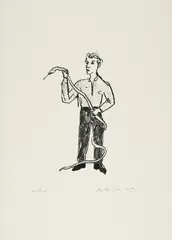 Stephan Balkenhol, Mann mit Schlange, 1995, Lithografie auf Bütten
