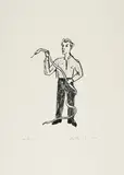 Stephan Balkenhol, Mann mit Schlange, 1995, Lithografie auf Bütten