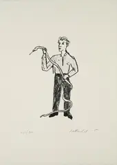 Stephan Balkenhol, Mann mit Schlange, 1995, Lithografie auf Velin