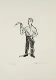 Stephan Balkenhol, Mann mit Schlange, 1995, Lithografie auf Velin