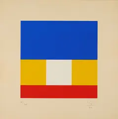Max Bill, Weißes Neuntel, 1970, Farbserigrafie auf Karton