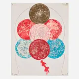 George Herms, Love Bubbles, 1968, hand press and oil monoprint on paper