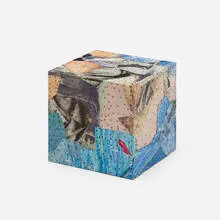 Tony Berlant, Emerald Bay, 2004, found metal and steel brad collage on woodblock