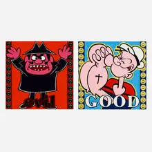 Brian Ruppel, Untitled (Good and Evil) (diptych), 1993-1999, acrylic on canvas