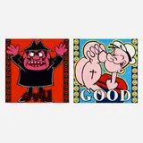 Brian Ruppel, Untitled (Good and Evil) (diptych), 1993-1999, acrylic on canvas