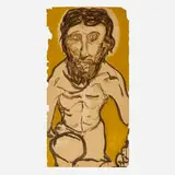 George Herms, Untitled (Self-portrait), 1966, ink on paper