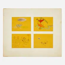 Phillip Hefferton, Dog with Balloon (quadriptych), 1965, mixed media on paper
