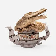 Thomas McCanna, Gaytopia (Teapot), glazed earthenware, metal