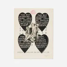 Ray Johnson, Untitled, c. 1969, lithograph in colors with collage (double-sided)