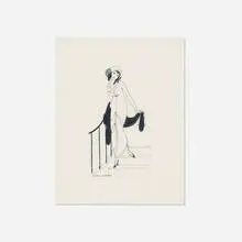 Gerda Wegener, Woman Descending Stairs, ink on paper