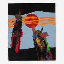 Red Sun Probe by Sidney Gross, c. 1965, oil on canvas, sold Oct 2024