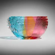 Leon Applebaum, Bowl, hand-blown and decorated polychrome glass