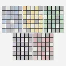John Franklin, Five works, 2000, satin ribbon, vinyl acrylic paint, gesso on linen