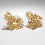 Paul DeSomma, Putti, pair, 2010, hand-blown glass with gold foil inclusions
