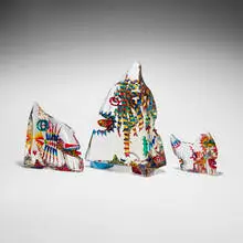 Czeslaw Zuber, Collection of three works, cut, sandblasted and enameled glass