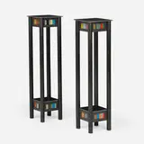 Jim Rose, Quilt pedestals, pair, 2012, hot-rolled steel, found painted steel