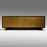 Jean de Merry, Cassetto cabinet, c. 2010, stained and lacquered mahogany, gilt wood and iron