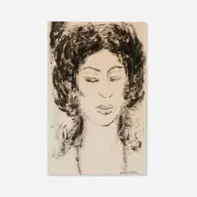 Berry Horton, Female portrait, 1950, ink on paper