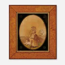 Folk Art, Sheep Herder, silk, embroidery thread