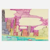Wesley Willis, The Shore Line, 1993, ballpoint pen, marker and medium on Crescent board