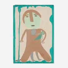 Mose Tolliver, Untitled (Figure with Baby), c. 1990, paint on wood panel