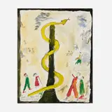 Charlie Kinney, Snake Climbing a Tree, watercolor and pencil on paper