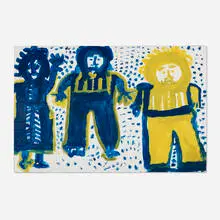 Mary Tillman Smith, Three Figures, enamel on plywood