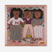 George Valris, Haitian Voodoo flag, embroidered sequins and beads on fabric